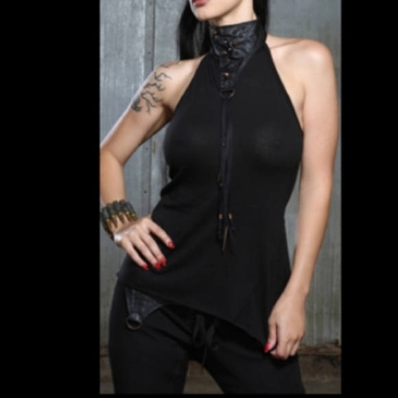 Lip Service Tops - NWT Lip Service jersey veg leather halter top